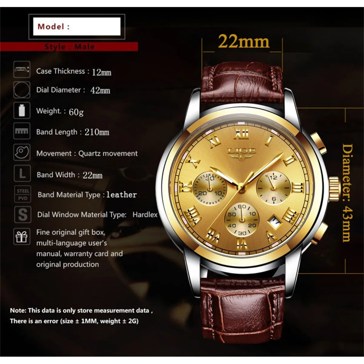 Men's Leather Casual Watch