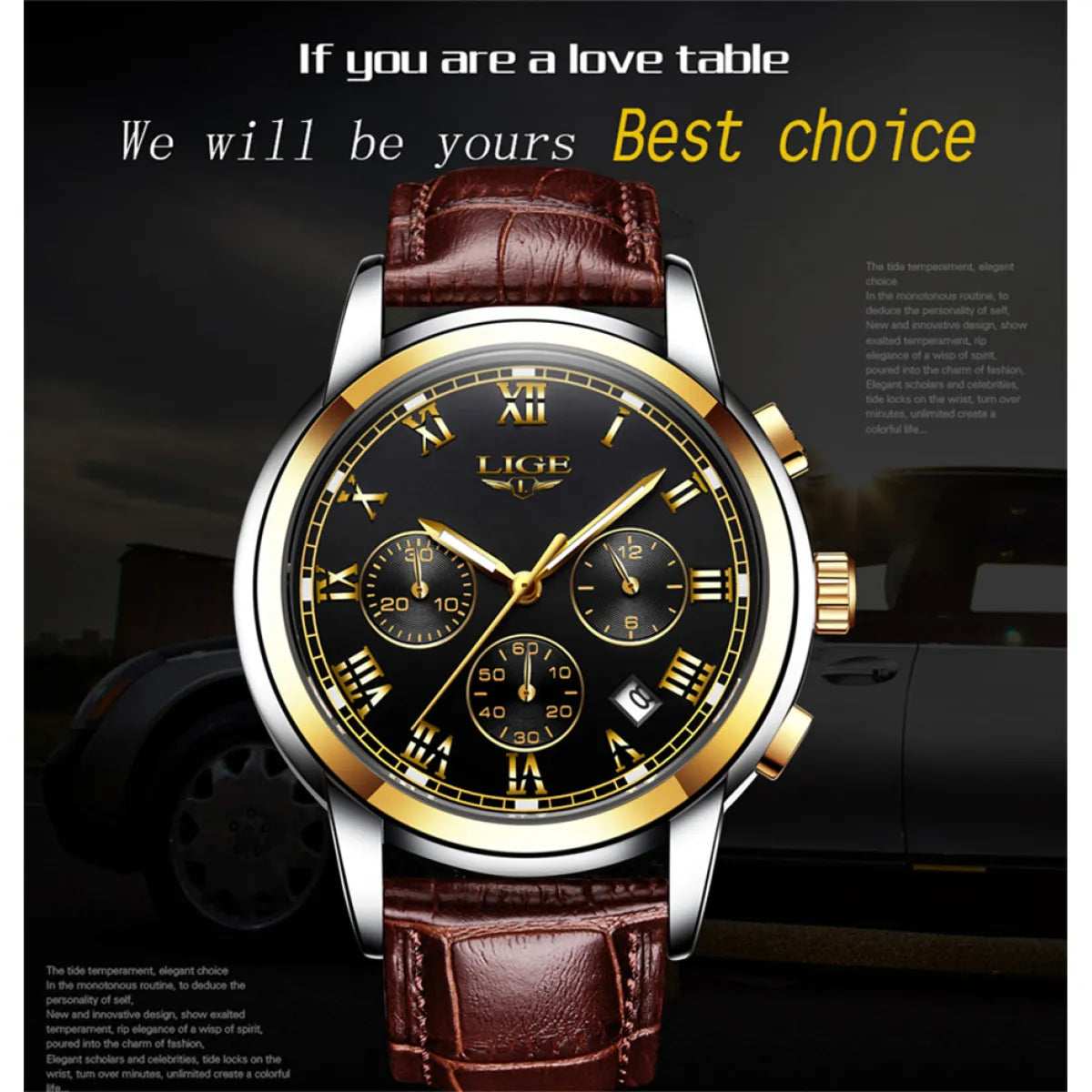 Men's Leather Casual Watch