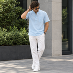 Men’s Cotton Linen Henley Shirt