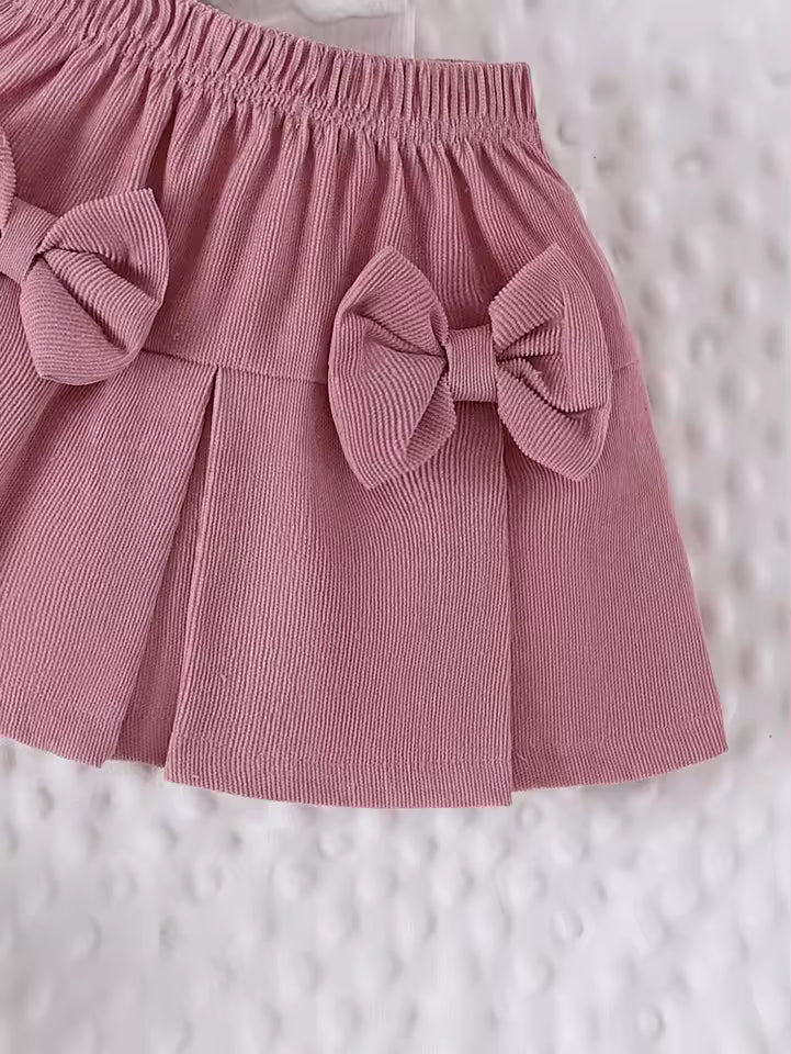 Girls' Love Heart Top & Skirt Set