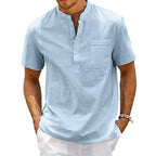 Men’s Cotton Linen Henley Shirt