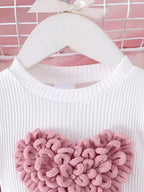 Girls' Love Heart Top & Skirt Set