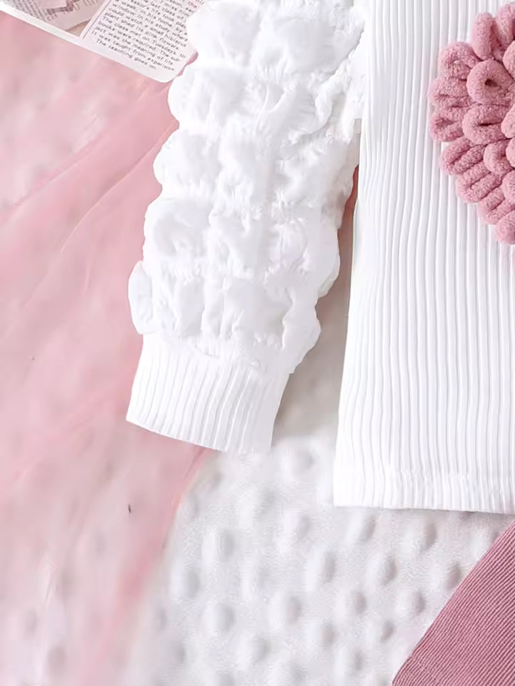 Girls' Love Heart Top & Skirt Set