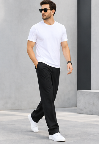 Men's Cotton Straight-Leg Casual Pants